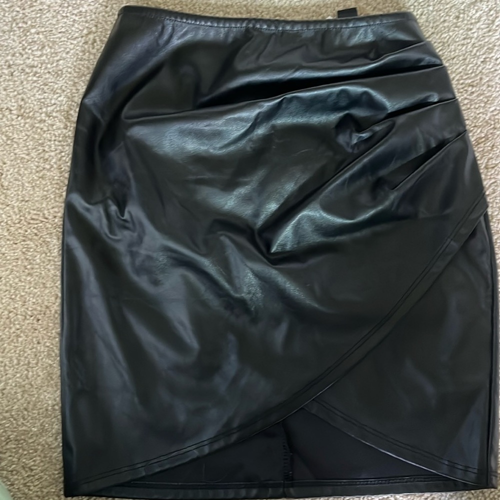 black leather wrap skirt from windsor